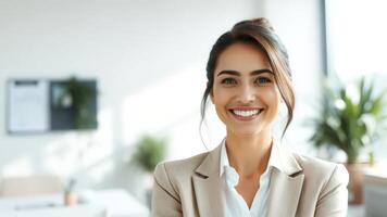 Portrait of a Smiling Businesswoman in a Modern Office photo
