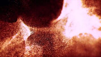 Flowing wavy lines and shaking particles on an abstract dark red gradient background video