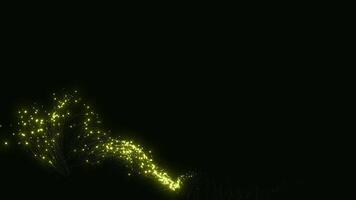 Abstract dark golden yellow background with dots and lines on dark wave particles. video