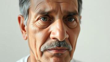 Close-up portrait of a senior man with a thoughtful expression photo