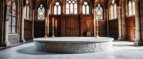 Stone Platform in a Gothic Cathedral photo