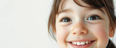 Portrait of a Smiling Little Girl with Brown Eyes photo