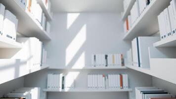 White Bookshelf with Books in Blur photo