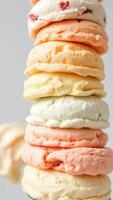 Stack of Colorful Ice Cream Scoops photo