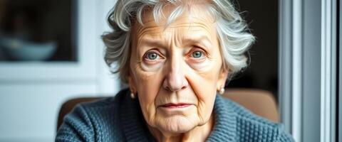 Portrait of a Senior Woman with a Serious Expression photo