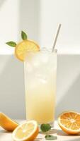 Refreshing Lemonade with Lemon Slices and Ice photo