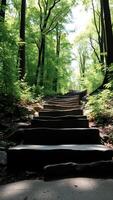 Stone Steps Leading Up Through a Lush Forest photo