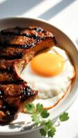 Grilled Steak and Fried Egg Breakfast photo