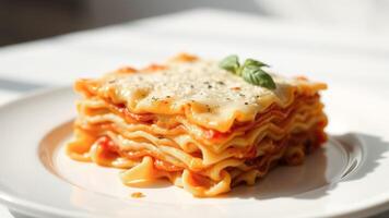 Close up of a lasagna on a plate photo