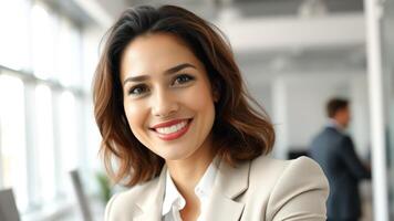 Portrait of a smiling businesswoman in an office photo