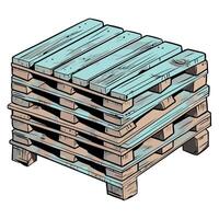A stack of wooden pallets on a white background vector