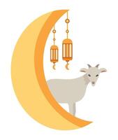 Goat on moon with lanterns vector