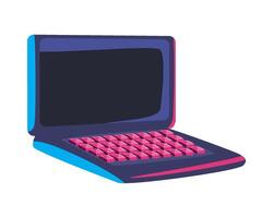 A laptop computer with a pink and blue keyboard vector