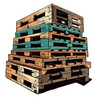 A stack of wooden pallets on a white background vector