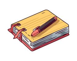 A notebook with a pen and a red ribbon vector