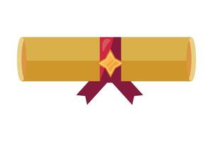 A scroll with a red ribbon and gold star vector