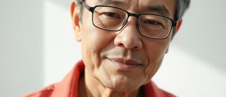 Close-up of a senior man with a thoughtful expression photo