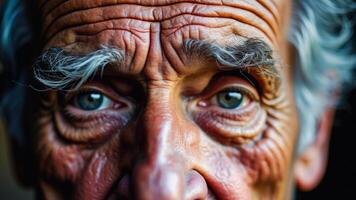 Close-up of a man's face showing age and wisdom photo
