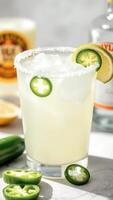 Spicy Margarita with a Slice of Jalapeno photo