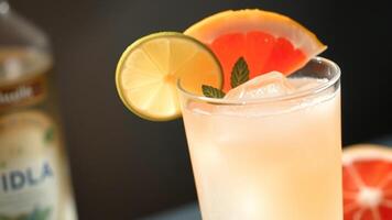 Refreshing Grapefruit Cocktail with Lime and Mint photo