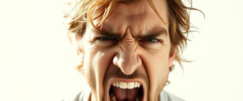 Close-up of a man's face with a furious expression photo