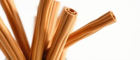 Close-up of a stack of breadsticks photo