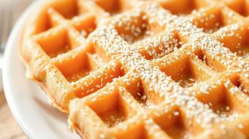 Close Up of a Waffle Topped With Sesame Seeds photo