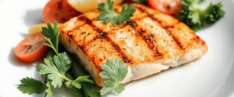 Grilled Salmon with Lemon and Tomatoes photo