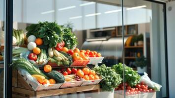 Fresh Produce Display in a Store Window photo