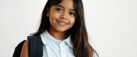 Portrait of a Young Girl with a Backpack photo