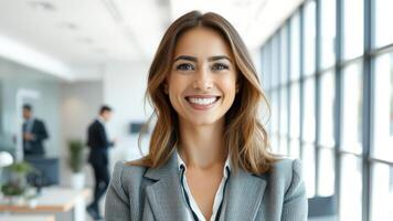 Portrait of a Smiling Businesswoman in a Modern Office photo