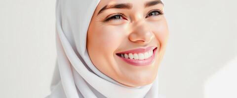 Portrait of a smiling woman in a hijab photo