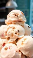 Closeup of a stack of ice cream scoops photo