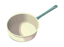 A white saucepan with a handle on it vector