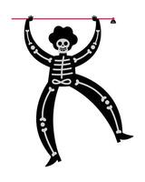 A skeleton holding a stick with a red ribbon vector