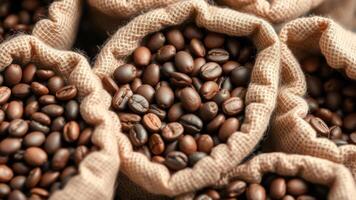 Coffee Beans in Burlap Sacks photo