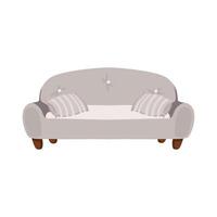 un gris sofá con dos almohadas en eso vector