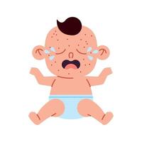 A cartoon baby crying with a diaper on vector