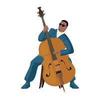 A man in a suit is playing the double bass vector