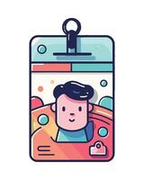 A man in a badge with a picture of a person vector