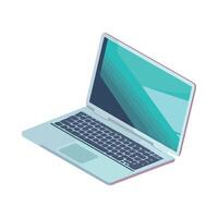 A laptop computer with a green screen on it vector