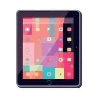 An illustration of a tablet computer with colorful squares vector