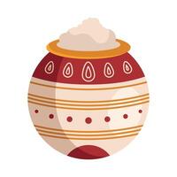 An illustration of a pot with a bowl of rice vector