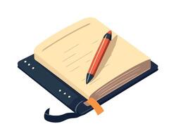 A notebook with a pen and a pencil on top vector