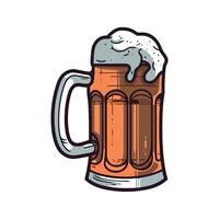 Beer mug with foam and foam on top, isolated on white background vector