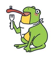 A cartoon frog with a fork and knife vector