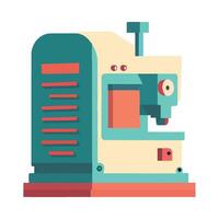 A machine with a red and blue face on it vector