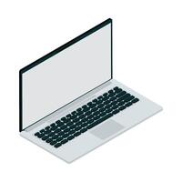 An open laptop computer on a white background vector