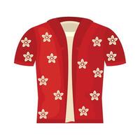 A red shirt with white flowers on it vector