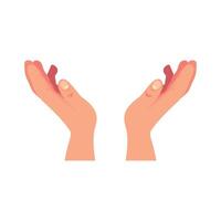 Two hands with red and pink fingers holding a piece of paper vector